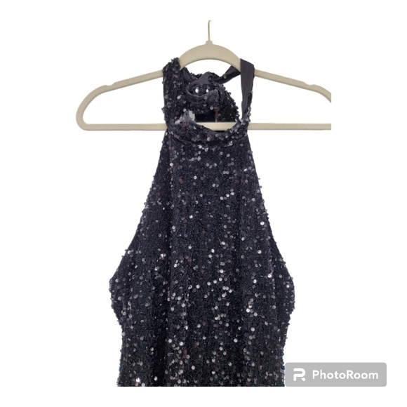 Topshop Halter Mini Dress Sequined  NWT  Black 10 - Picture 1 of 3